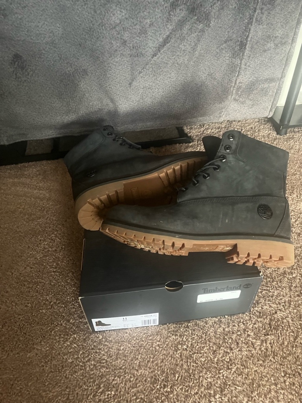 Timberland Men's Black Nubuck Boots with Tan Lug Sole